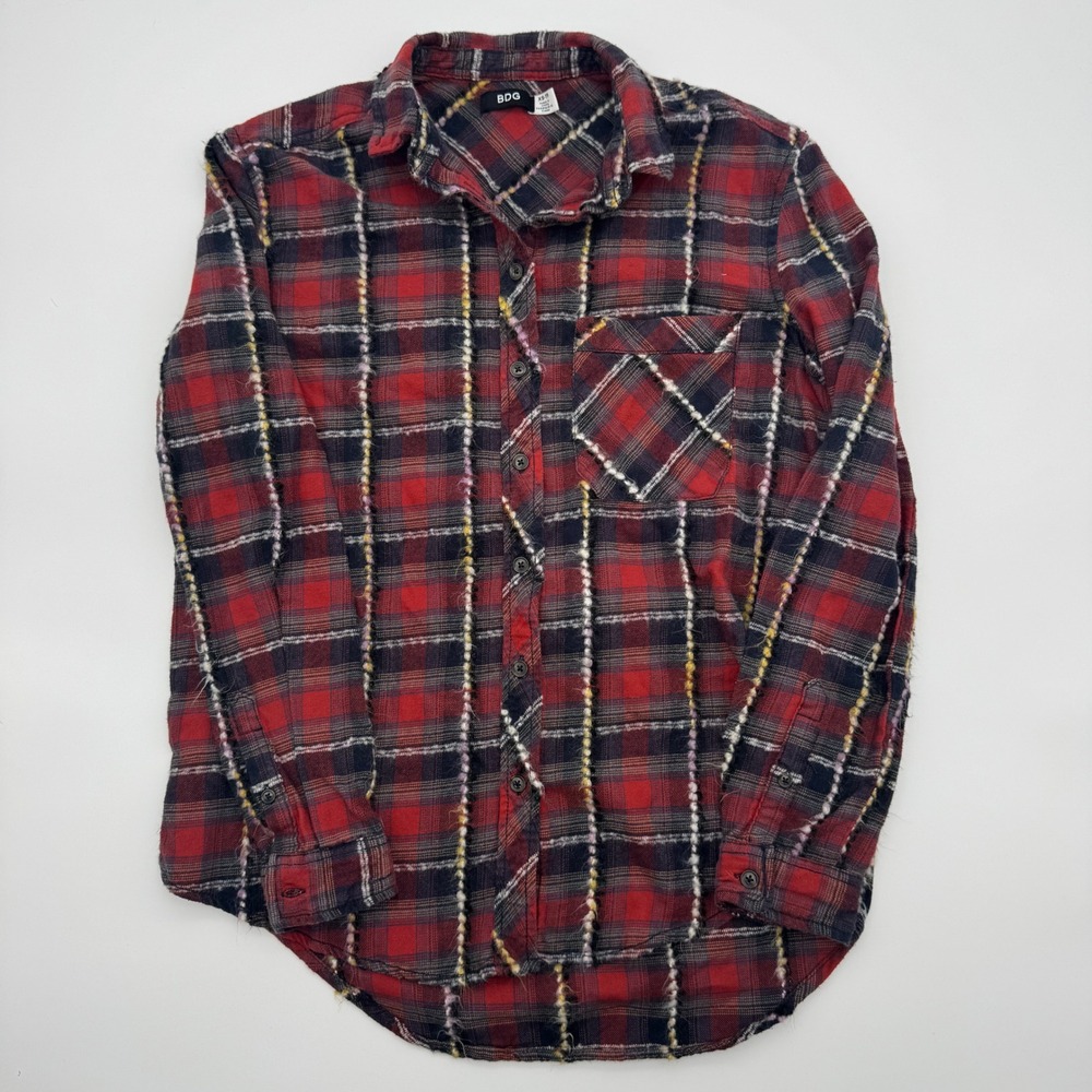 BDG Urban Outfitters Red Plaid Textured Flannel Button Down Shirt Womens XS